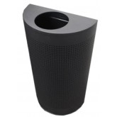 WITT Half Round Waste Receptacle with Perforated Holes and Rigid Liner - 12 Gallon, Black